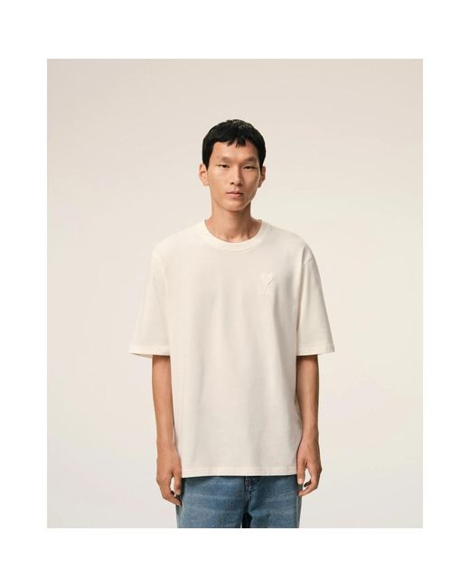 AMI Tops ,Wit ,Katoen Emrossed Adc T-Shirt in het White voor heren