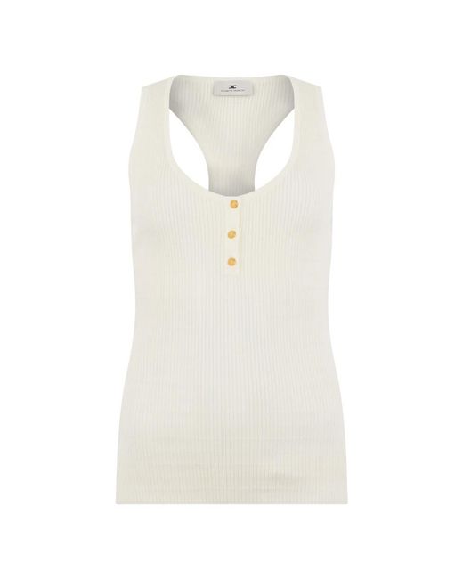 Elisabetta Franchi White Sleeveless Tops