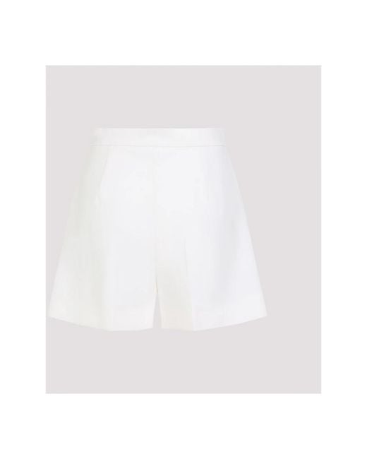 Max Mara White Zic High-Rise Wool-Blend Canvas Shorts