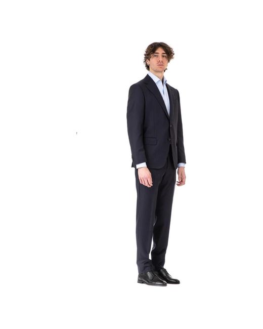 Caruso Blue Single Breasted Suits for men