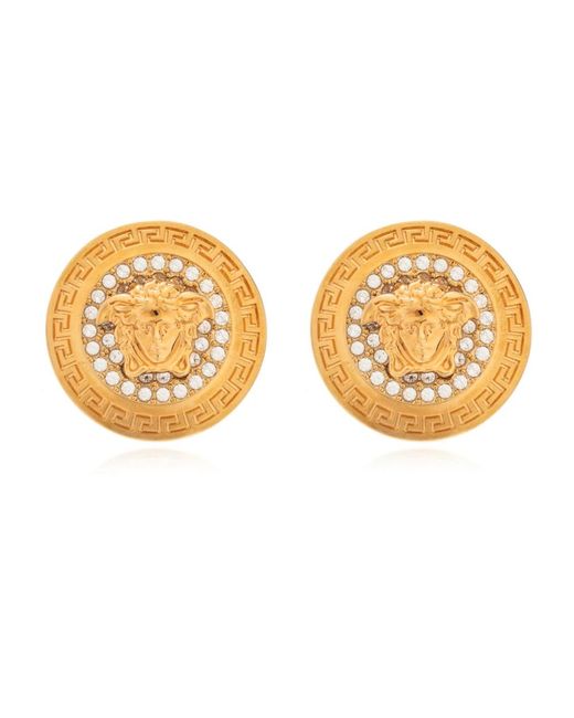 Versace Oorbellen Met Glinsterende Kristallen in het Metallic