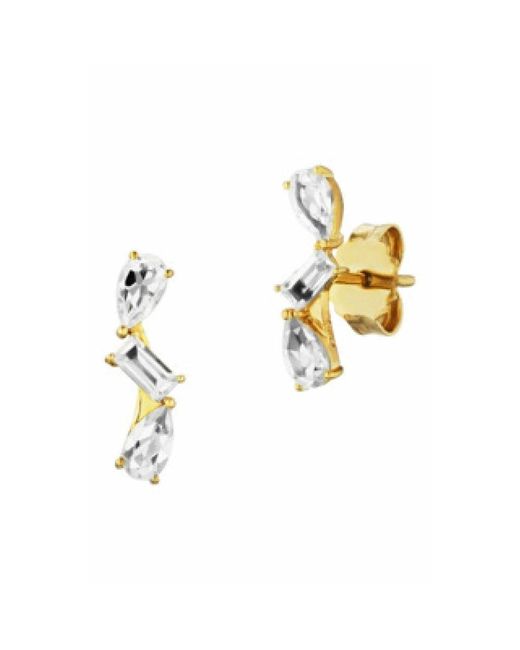 Caï Metallic Silberne Ohrringe Mit Weißem Topas