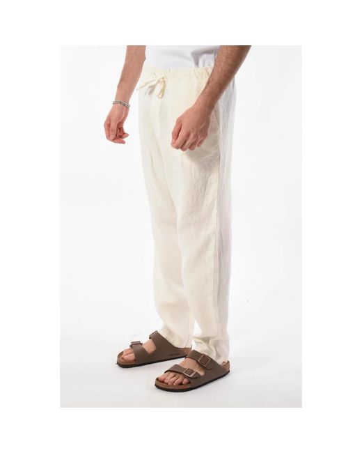 120% Lino Natural Straight Trousers for men