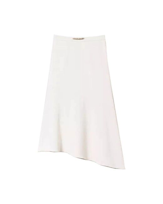 Twinset White Asymmetrischer crepe-rock mit ketten-detail