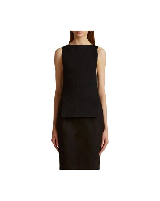 Khaite Black Sleeveless Tops