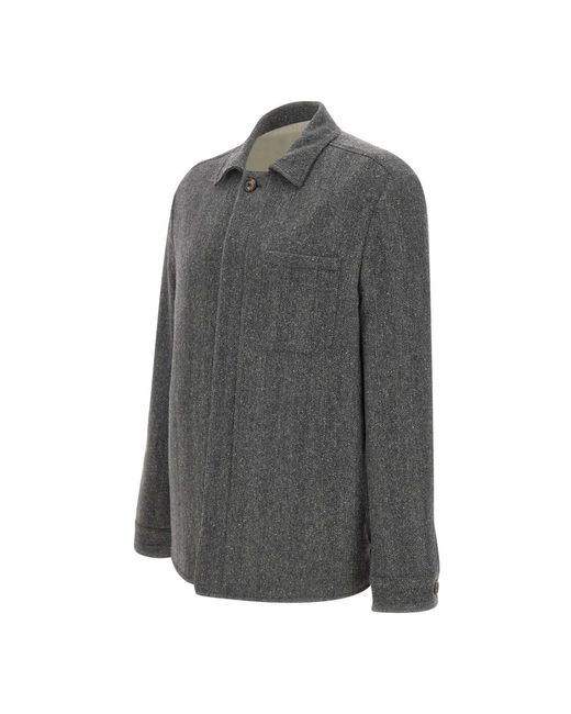 Eleventy Herringbone Overshirt in het Gray voor heren