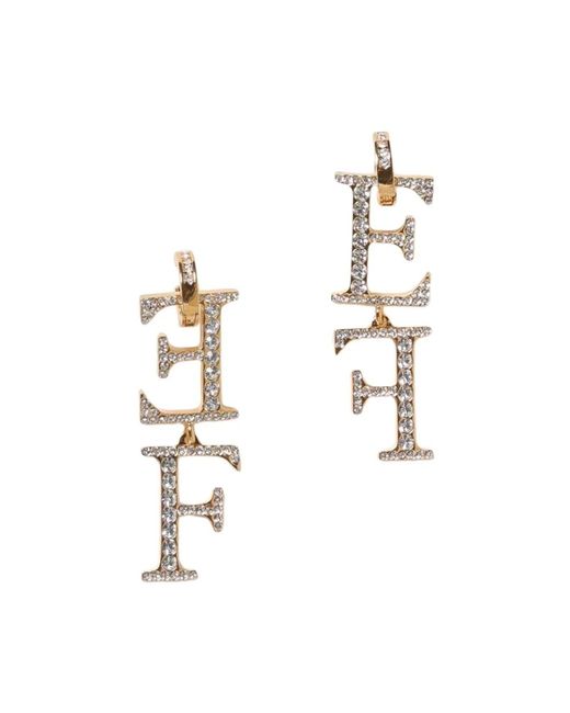 Elisabetta Franchi Metallic Kristall Tropfen Buchstabe Charm Ohrringe
