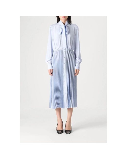 Karl Lagerfeld Blue Kleid Mit Knopfverschluss Und Plissiertem Rock