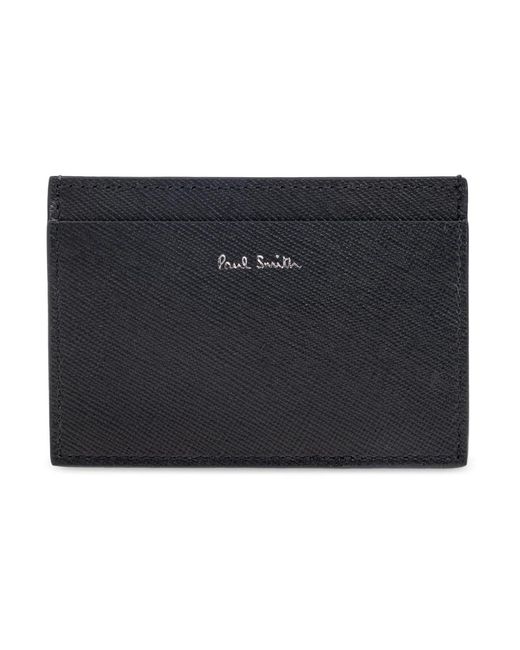 Paul Smith Accessoires ,Zwart ,Leer Leren Kaarthouder Met Print in het Black voor heren