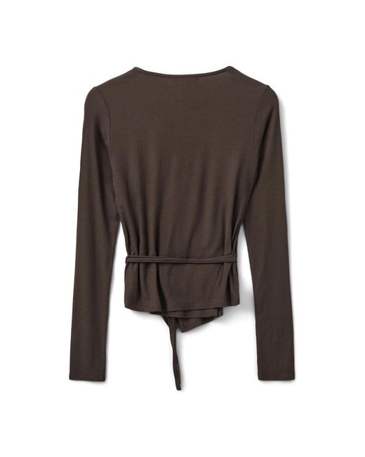 Sofie Schnoor Overhemden ,Bruin ,Spandex Bruine Fudge Omslagblouse in het Brown