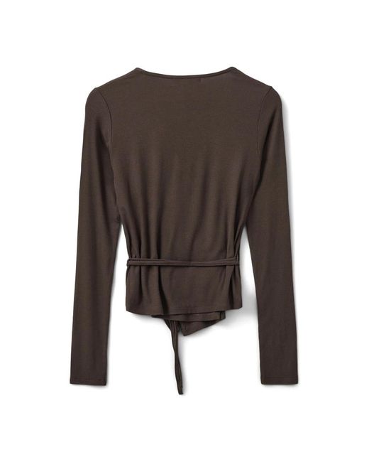 Sofie Schnoor Overhemden ,Bruin ,Spandex Bruine Fudge Omslagblouse in het Brown