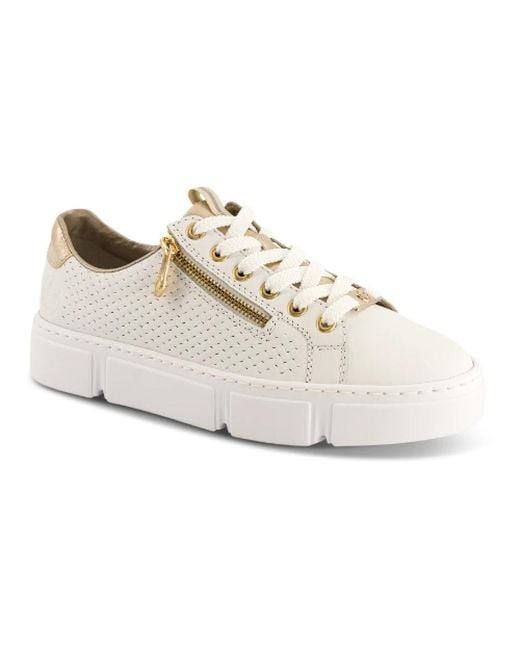 Rieker White Leder sneakers mit leichten gold details