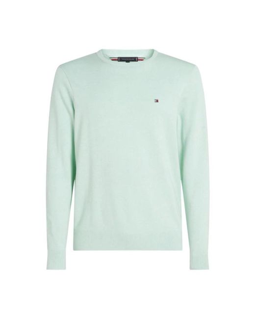 Tommy Hilfiger Essential Mintgrüner Baumwollpullover in Green für Herren