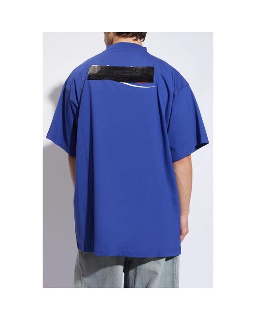 Balenciaga T-shirt mit logo in Blue für Herren