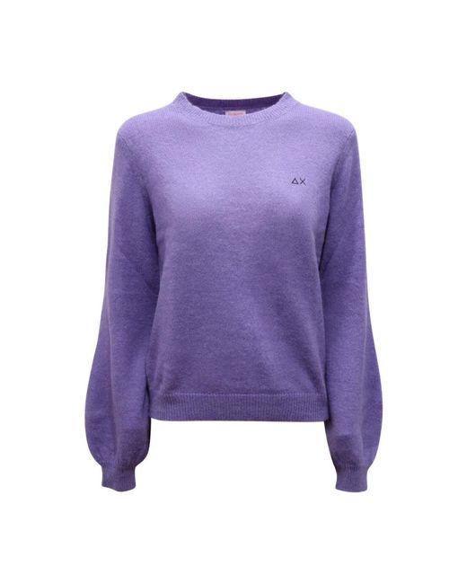 Sun 68 Round-Neck Knitwear in het Purple