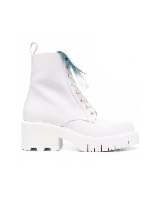 Chiara Ferragni White Lace-Up Boots