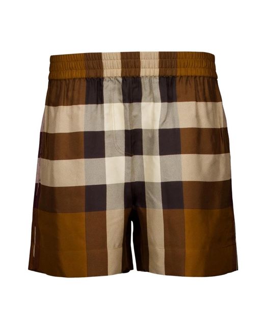Pantalones cortos de seda a cuadros vintage Burberry de color Brown