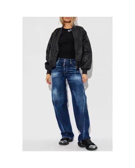 DSquared² Tops ,Zwart ,Katoen T-Shirt Met Print in het Black