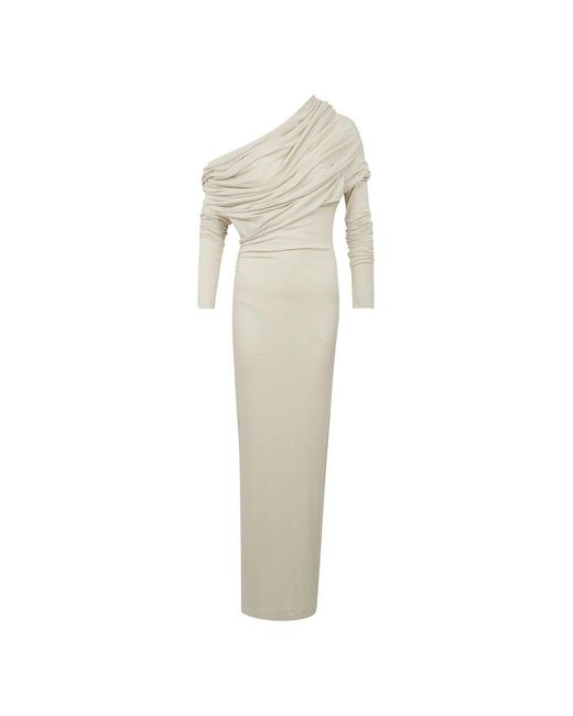 Entire studios White Langes Drapiertes Kleid Mit Bound-Drapierung