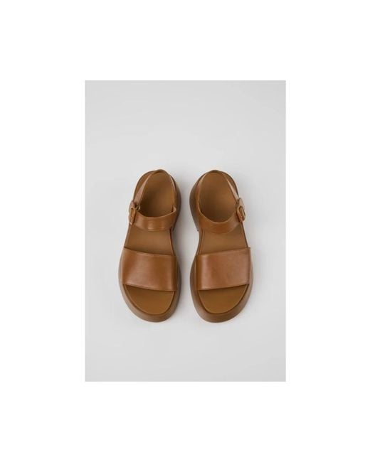 Camper Brown Flat Sandals