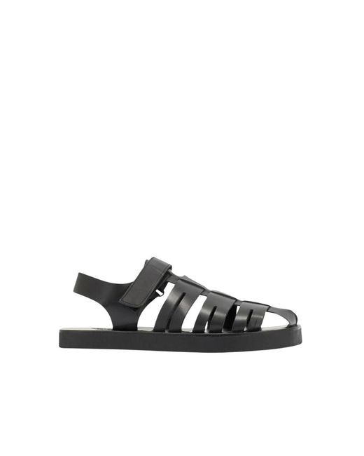 Ancient Greek Sandals Black Flat Sandals for men