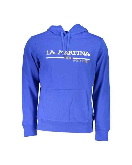 Felpa blu con ricamo e dettagli a contrasto di La Martina in Blue da Uomo