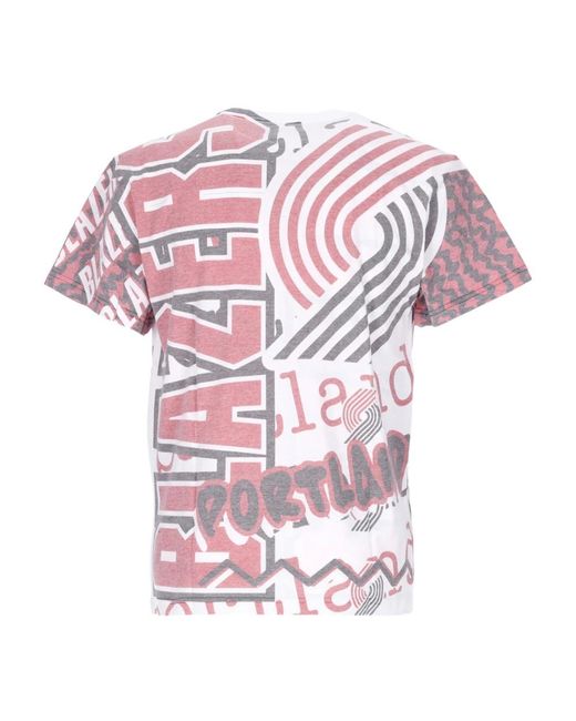Mitchell & Ness Tops ,Veelkleurig ,Katoen Nba Jumbotron 2.0 Tee Blazers Viering in het Pink voor heren