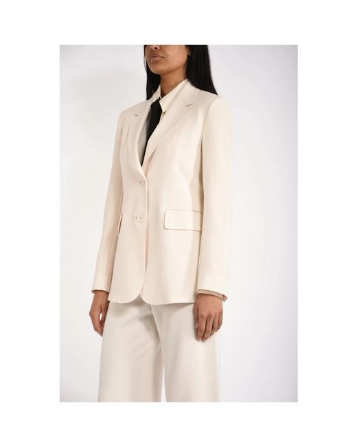 Max Mara Jassen ,Wit ,Polyester Blazer in het Natural