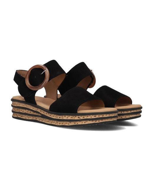 Gabor Schoenen ,Zwart ,Leer Zwarte Sandaal 550.2 in het Black