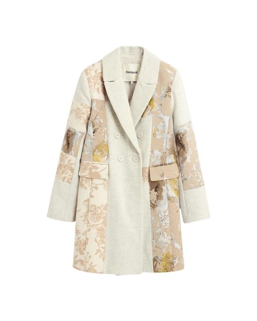 Desigual Natural Double-Breasted Coats