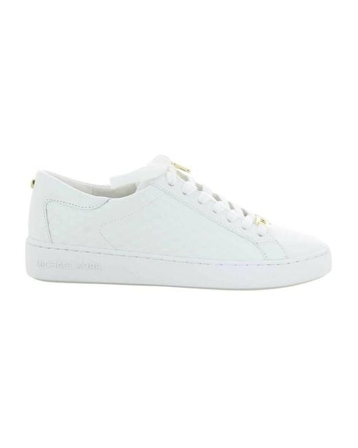 Michael Kors Colby EmbossedLogo Leather Sneakers in Weiß Lyst DE