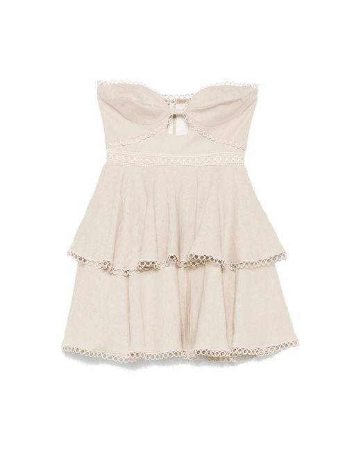 PATBO Strapless Jurk Met Uitsparingen in het Natural