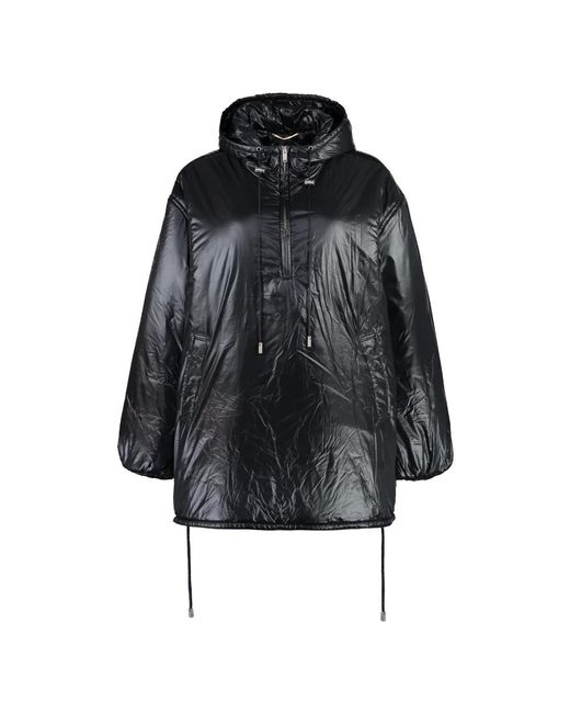 Saint Laurent Black Windbreaker-Jacke Mit Elastischen Bündchen