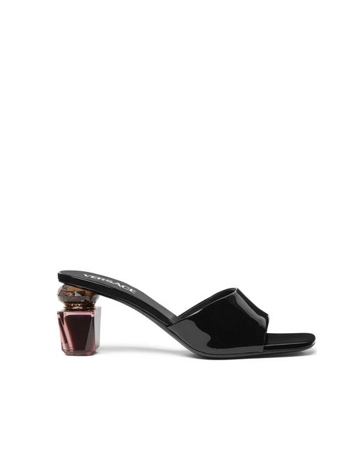 Versace Black Heeled Mules