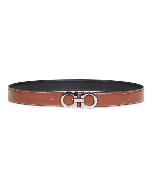 Ferragamo Accessoires ,Bruin ,Leer Reversible Gancini Riem in het Brown voor heren