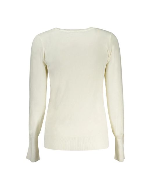 Guess White V-Neck Knitwear