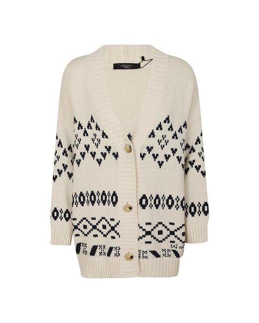 Weekend by Maxmara Truien & Vesten ,Veelkleurig ,Katoen Jacquard Katoenen Cardigan in het Natural