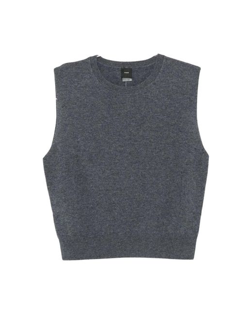 Pinko Gray Round-Neck Knitwear
