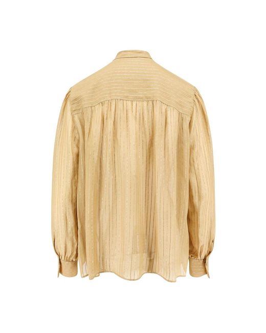 Chloé Overhemden ,Zijden Sjaal Lange Mouwen Blouse in het Natural