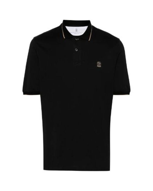 Brunello Cucinelli Black Polo Shirts for men