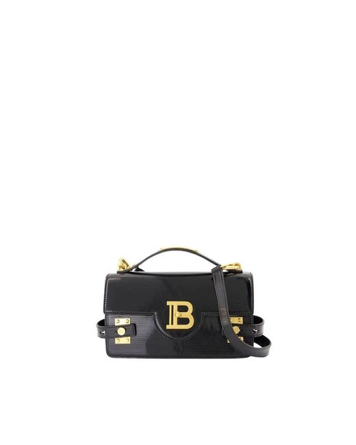 Balmain Black Schwarze Leder-Crossbody-Tasche Mit Kette