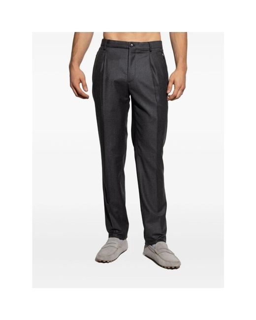 Etro Pleated Wool Broeken in het Black voor heren