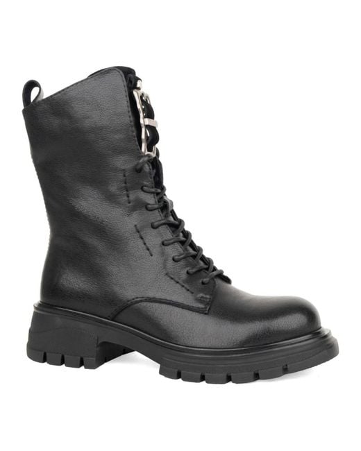 Linda Baumann Black Lace-Up Boots