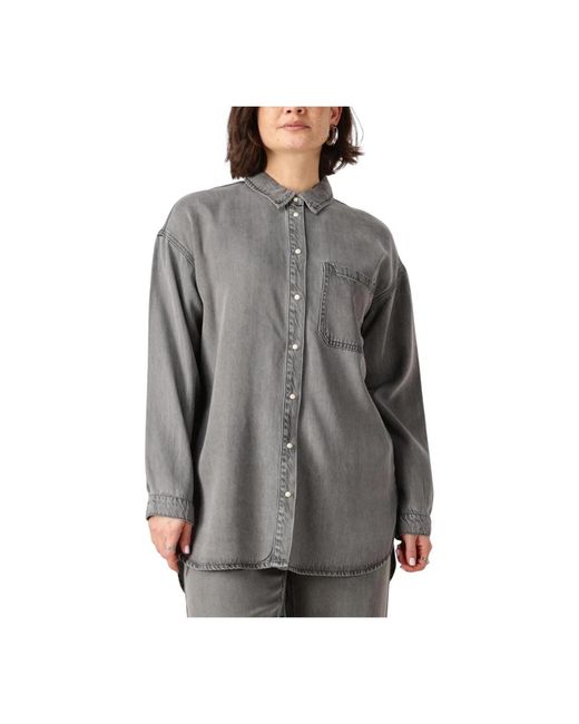 Object Overhemden ,Grijs ,Grijze Blouse Met Lange Mouwen in het Gray