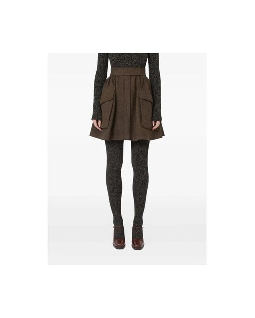 Max Mara Rokken ,Bruin ,Wol Bruine Wollen Rok Verzamelde Zakken in het Brown