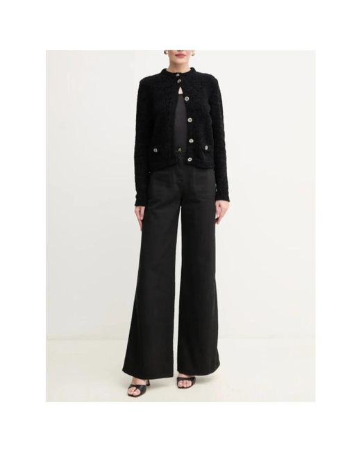 Twinset Truien & Vesten ,Zwart ,Gebreid Vest Met Gouden Knopen in het Black