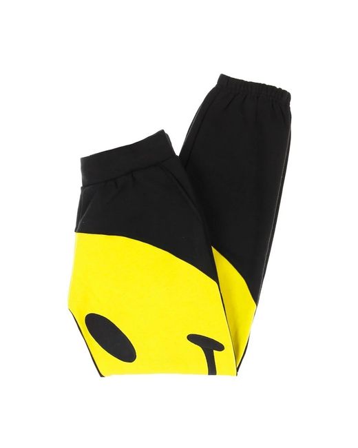 Market Broeken ,Veelkleurig ,Katoen Smiley Zwart/Gele Trainingsbroeken Elastische Taille in het Yellow voor heren