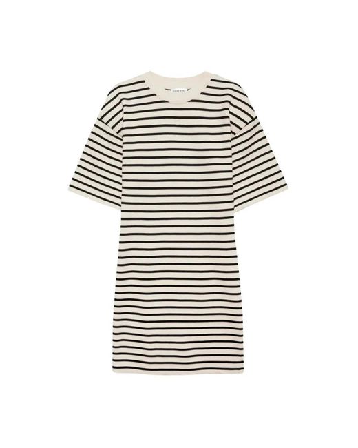 Anine Bing Natural Stripe Mona T-Shirt Mini Dress