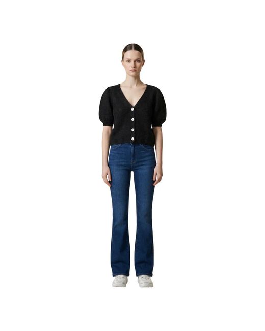 American Dreams Truien & Vesten ,Zwart ,Wol Zwarte Cardigan Met V-Hals in het Black