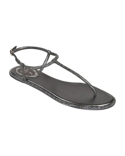 Rene Caovilla Gray Flat Sandals